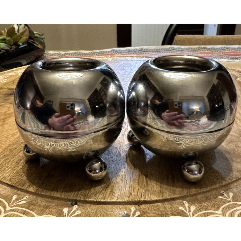 Starlite Candle Sphere Vintage MCM Chrome Brass Sputnik With Brochure Very Rare